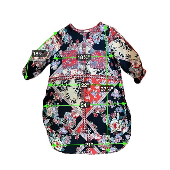 Anthropologie Fig and Flower Boho Floral Patchwork Tunic Dress Size L - Picture 14 of 16